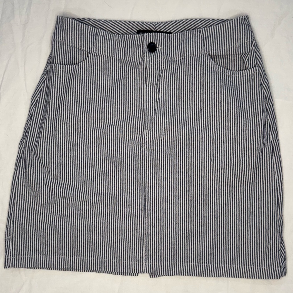 Brandy Melville Blue & White Pinstripe Mini Skirt Made‎ in Italy
